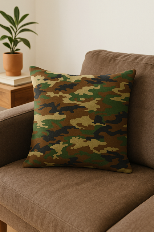 housses de coussin décoratives motif camouflage militaire tendance - vue 2 sur 2