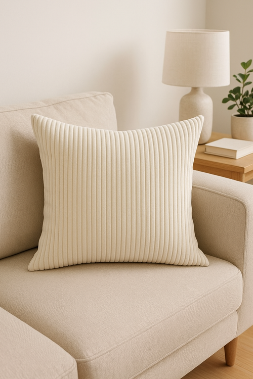 housses de coussin en velours côtelé rayées et unies 30x50 50x70cm - vue 2 sur 2