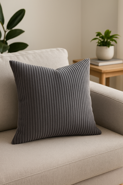 housses de coussin en velours côtelé rayées unies 30x50cm 50x70cm - vue 2 sur 2