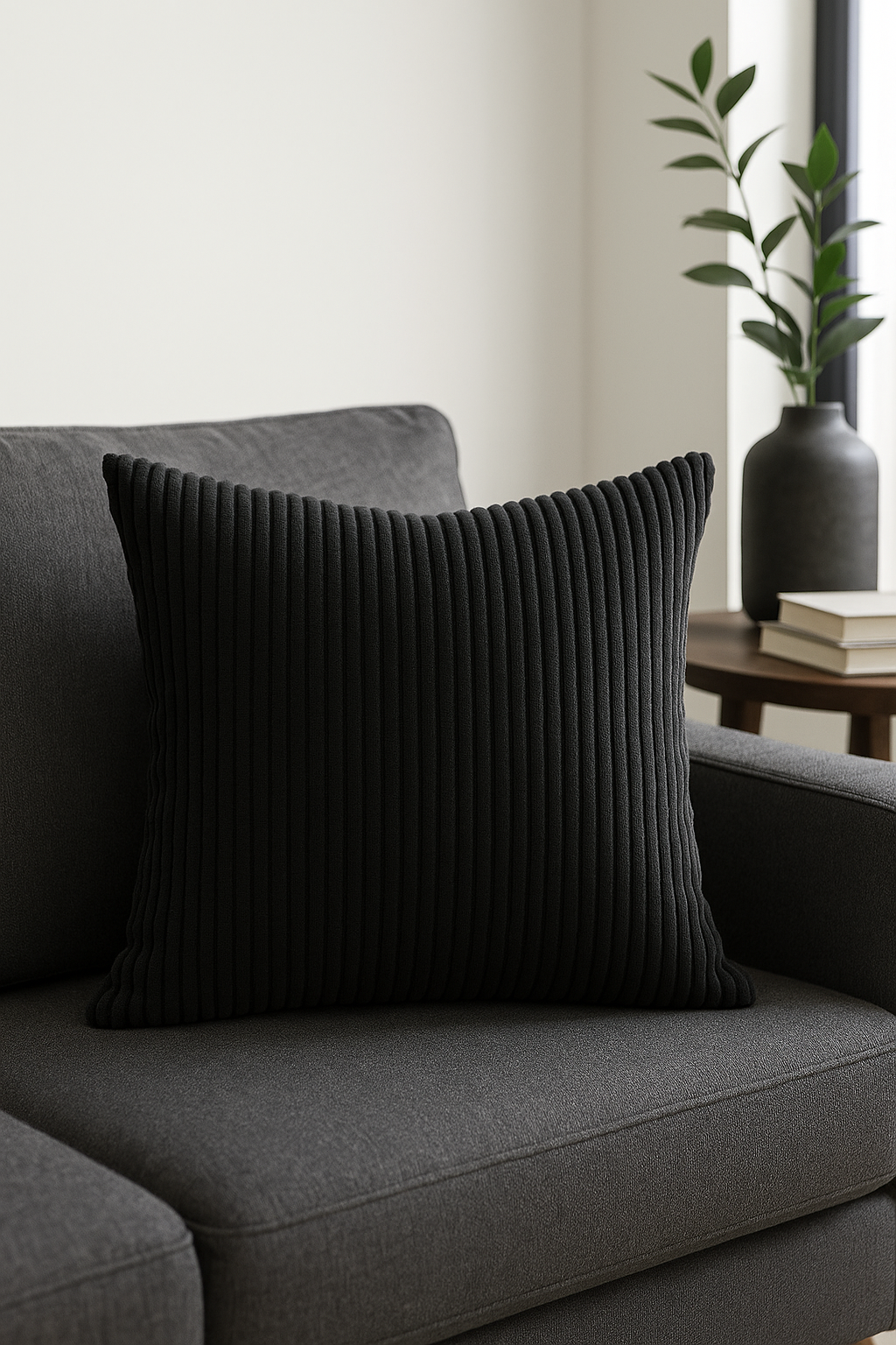 housses de coussin en velours côtelé rayées unies 30x50cm 50x70cm - vue 2 sur 2