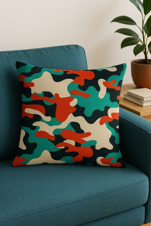 housses de coussin géométriques camouflage militaire décoratives - vue 2 sur 2