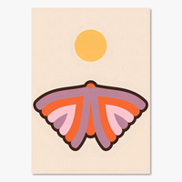 impressions d'art rétro coucher de soleil fleurs papillon décor mural boho