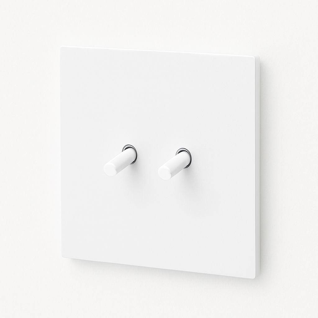 Interrupteur double 2 voies en acier blanc mat