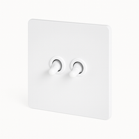 Interrupteur double 2 voies en acier blanc mat bords arrondis