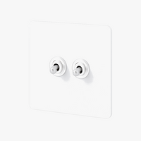 Interrupteur double 2 voies en acier blanc mat bords arrondis