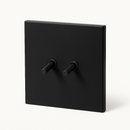 Interrupteur double 2 voies en acier noir mat