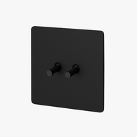 Interrupteur double 2 voies en acier noir mat bords arrondis