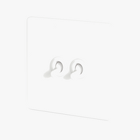 Interrupteur double 2 voies intermédiaire switch en acier blanc mat bords arrondis