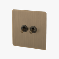 Interrupteur double 2 voies intermédiaire switch en acier gris brossé bords arrondis