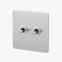 Interrupteur double 2 voies intermédiaire switch en acier gris clair brossé bords arrondis