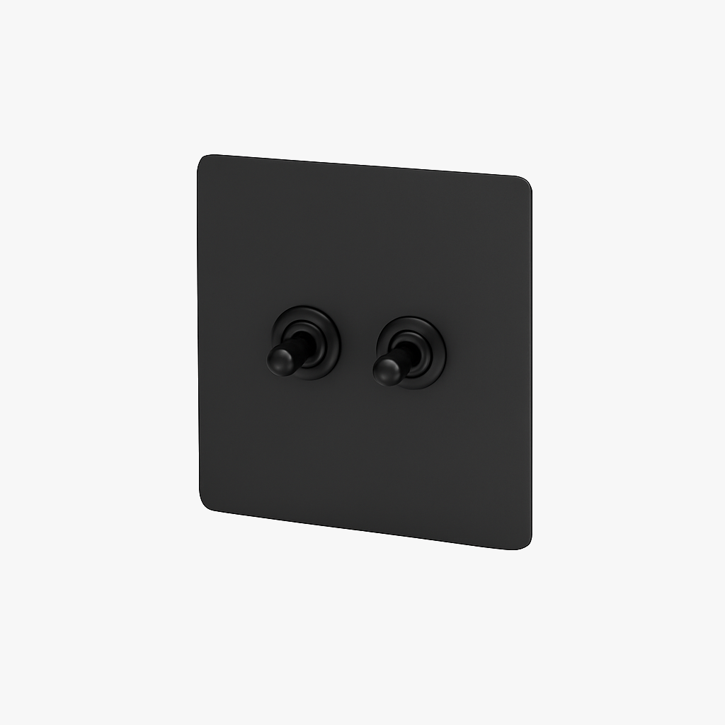 Interrupteur double 2 voies intermédiaire switch en acier noir mat bords arrondis