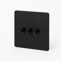 Interrupteur triple 3 voies en acier noir mat