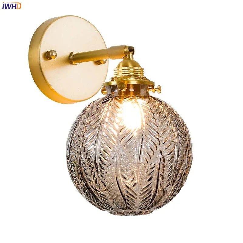 Applique murale boule de verre gris fumée