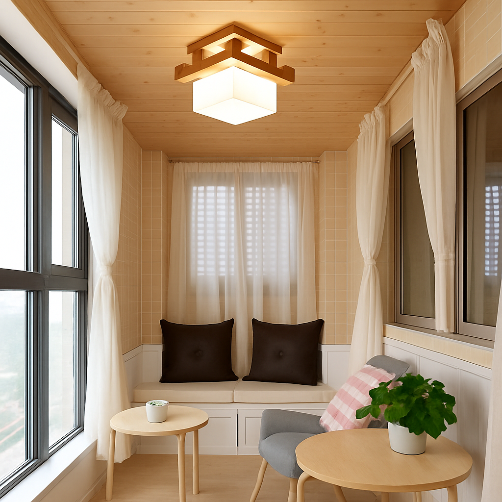 Japonais chaleureusement maison Cottage Tatami bois plafonnier Led avec abat-jour en verre couloir couloir balcon E27 plafonnier moderne - vue 4 sur 7