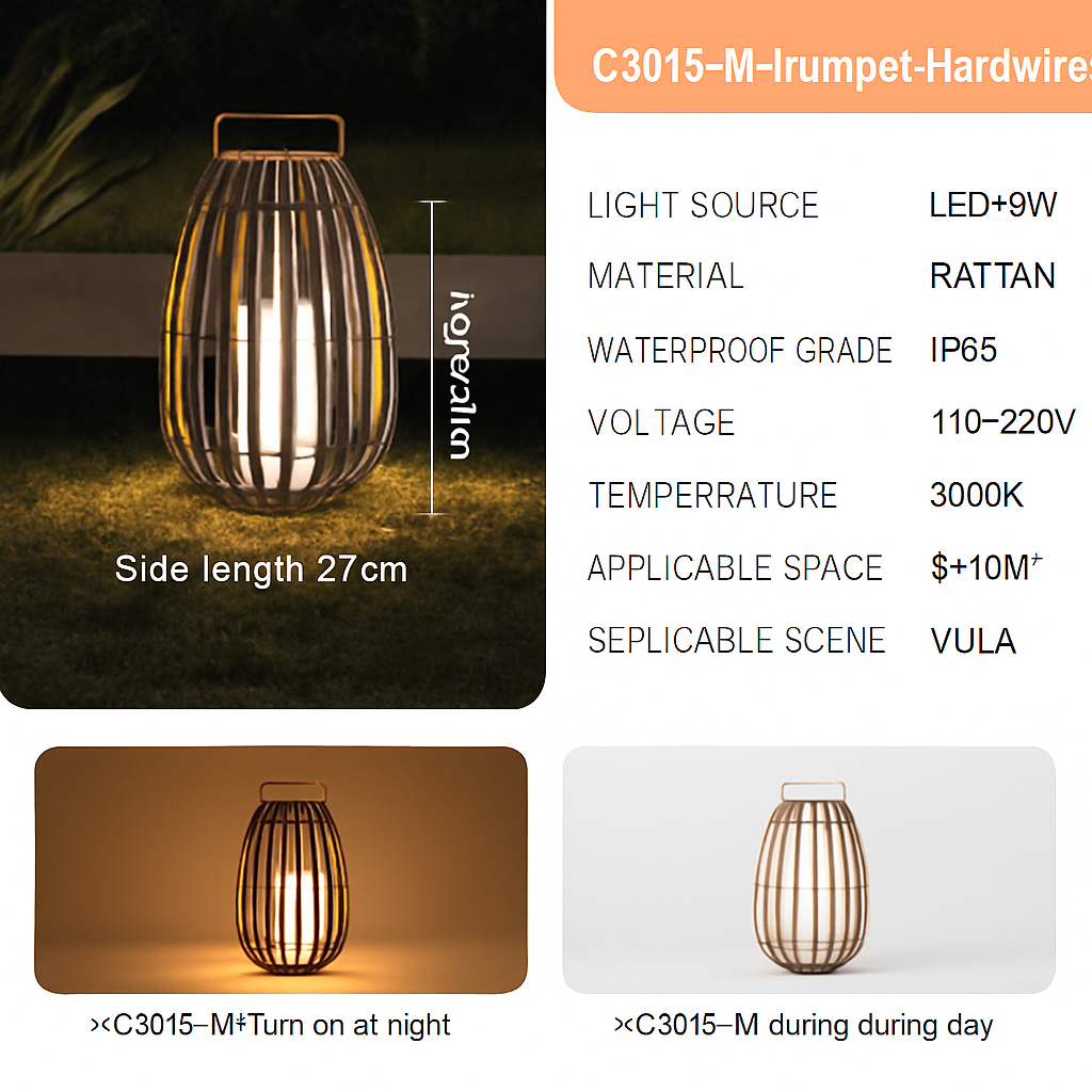 Jardin extérieur lumière solaire rotin IP65 étanche lampadaire Villa cour paysage pelouse lumière pour jardin Patio clôture décor - vue 13 sur 13
