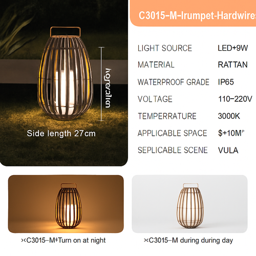 Jardin extérieur lumière solaire rotin IP65 étanche lampadaire Villa cour paysage pelouse lumière pour jardin Patio clôture décor - vue 13 sur 13