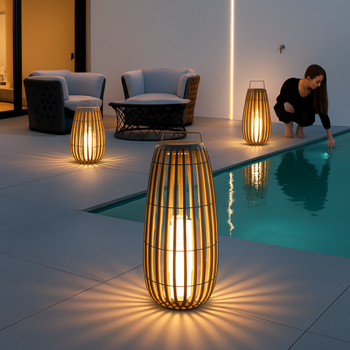 Jardin extérieur lumière solaire rotin IP65 étanche lampadaire Villa cour paysage pelouse lumière pour jardin Patio clôture décor - vue 4 sur 13