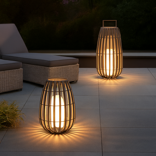 Jardin extérieur lumière solaire rotin IP65 étanche lampadaire Villa cour paysage pelouse lumière pour jardin Patio clôture décor - vue 6 sur 13