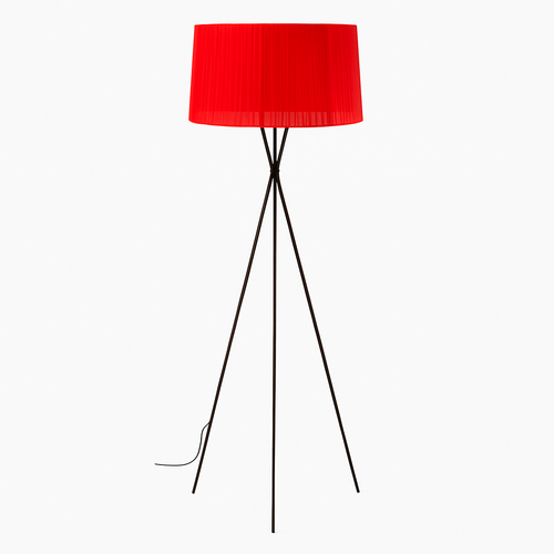 Lampadaire avec pieds croisés et abat jour en tissu rouge Nordic - vue 2 sur 3