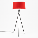 Lampadaire avec pieds croisés et abat jour en tissu rouge Nordic
