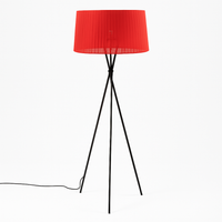 Lampadaire avec pieds croisés et abat jour en tissu rouge Nordic
