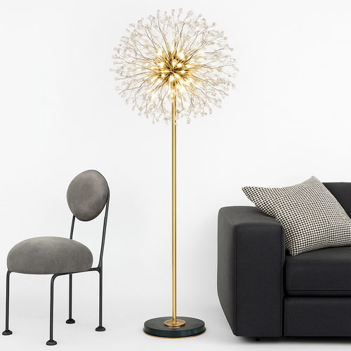 lampadaire de luxe scandinavia pissenlit chrome doré pour intérieur - vue 2 sur 9