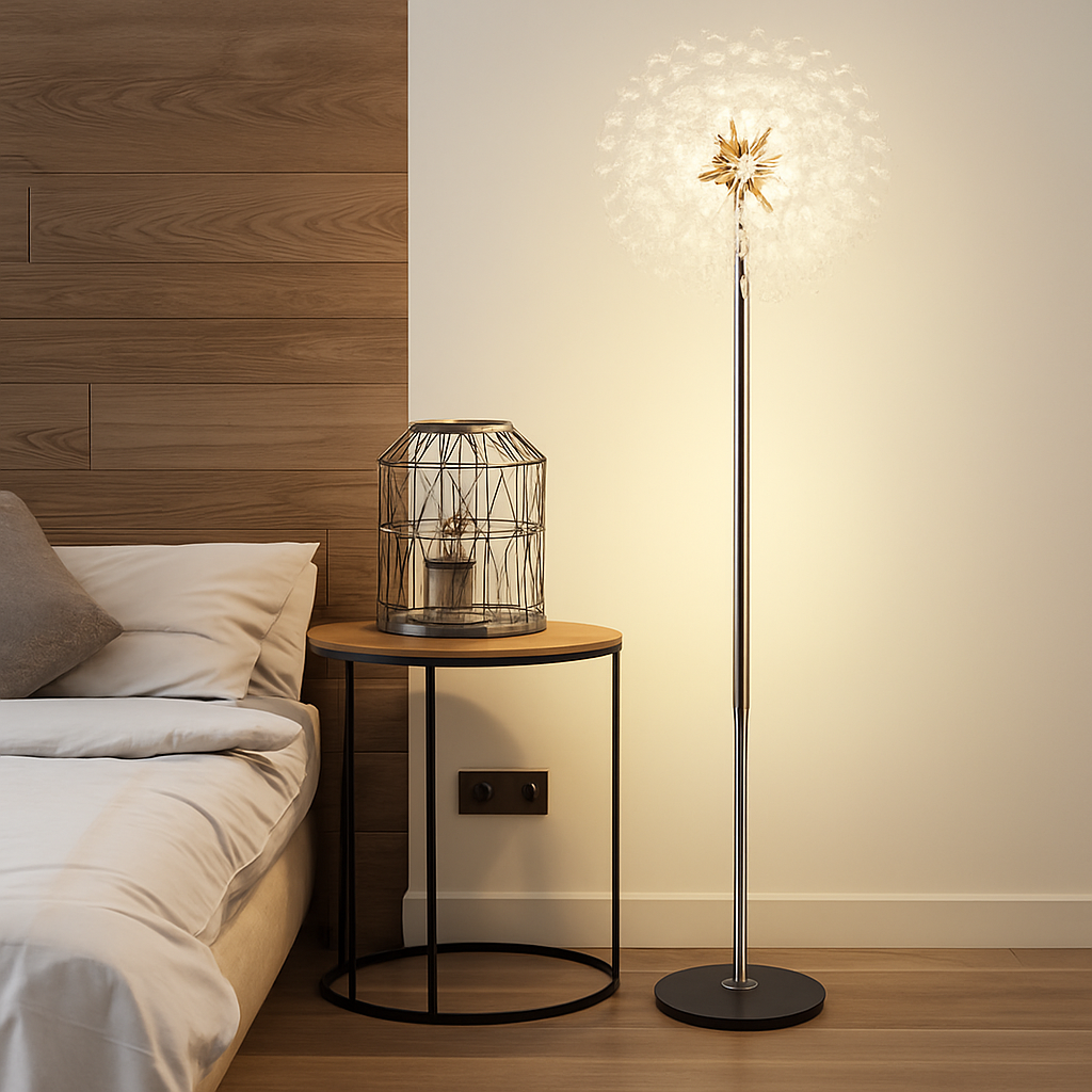 lampadaire de luxe scandinavia pissenlit chrome doré pour intérieur - vue 3 sur 9