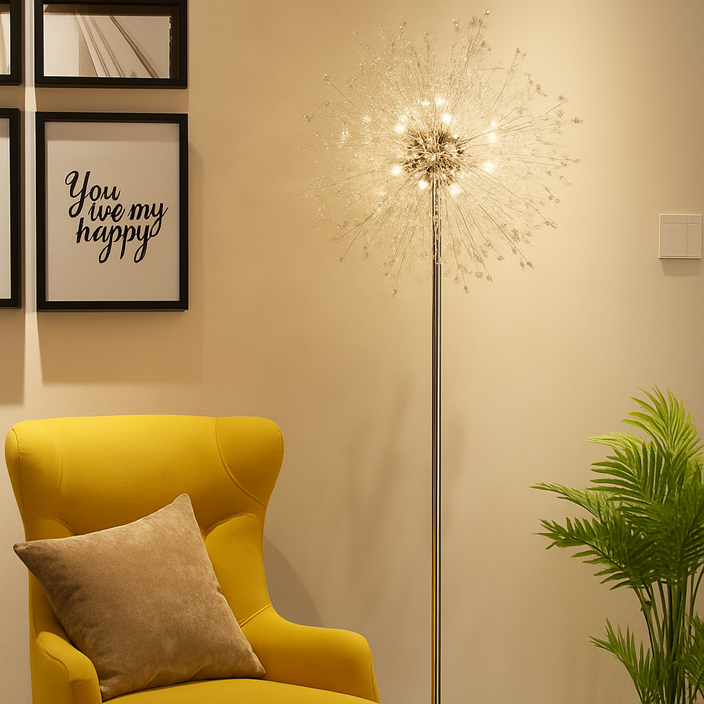 lampadaire de luxe scandinavia pissenlit chrome doré pour intérieur - vue 4 sur 9