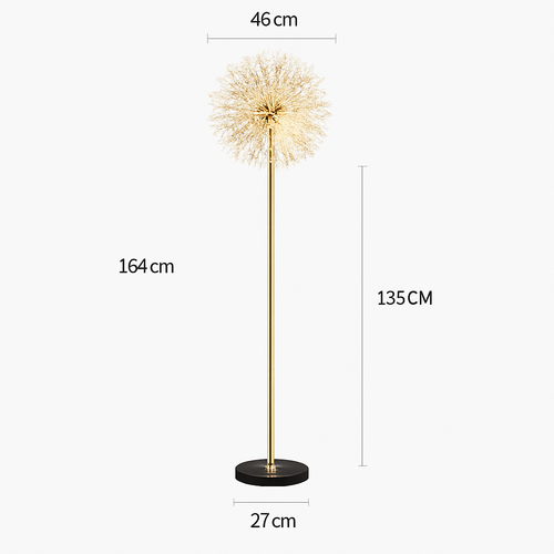 lampadaire de luxe scandinavia pissenlit chrome doré pour intérieur - vue 7 sur 9
