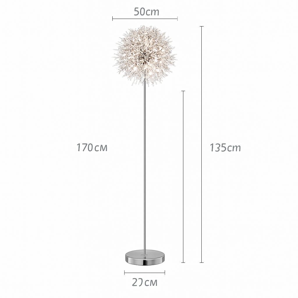 lampadaire de luxe scandinavia pissenlit chrome doré pour intérieur - vue 7 sur 9