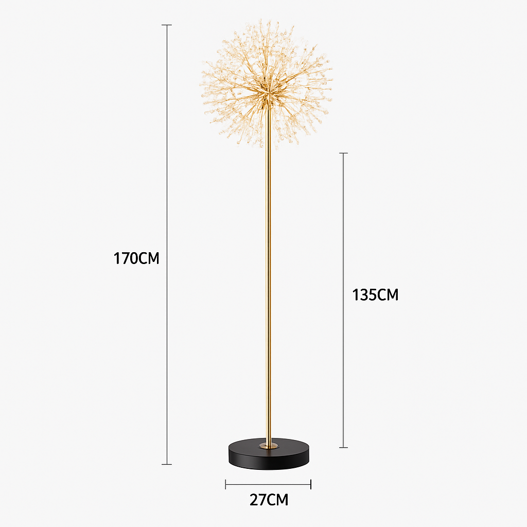 lampadaire de luxe scandinavia pissenlit chrome doré pour intérieur - vue 8 sur 9