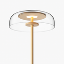 Lampadaire doré avec abat-jour en verre arrondi