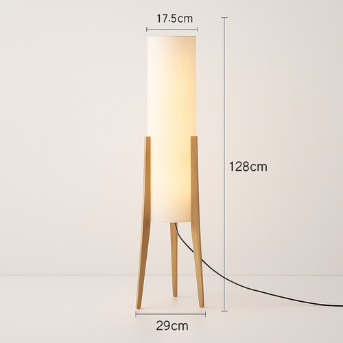 Lampadaire en bois massif Art nordique Simple abat-jour moderne tissu chambre salon décor lecture restaurant salon standin