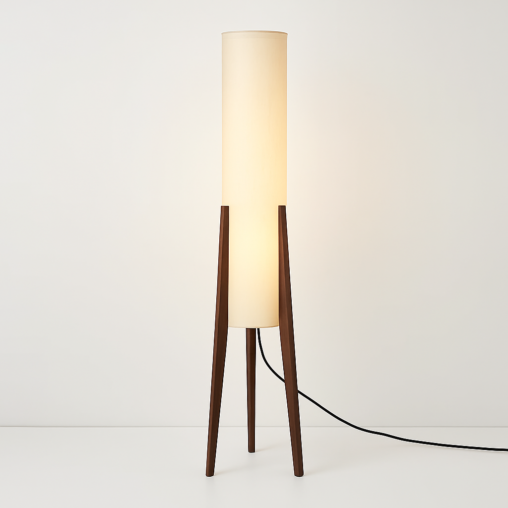Lampadaire en bois massif Art nordique Simple abat-jour moderne tissu chambre salon décor lecture restaurant salon standin - vue 8 sur 8