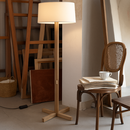 lampadaire en bois style wabi sabi pour décoration intérieure moderne - vue 3 sur 9