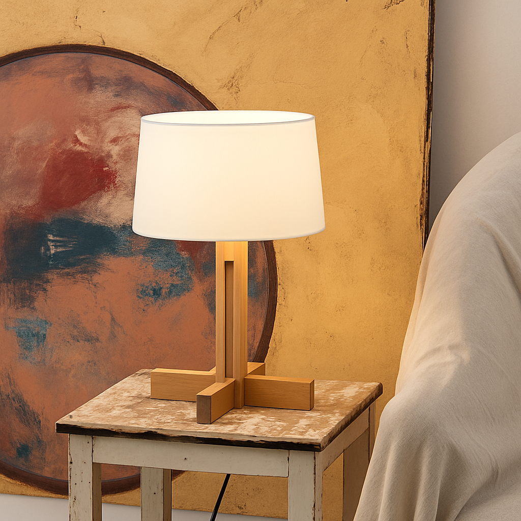 lampadaire en bois style wabi sabi pour décoration intérieure moderne - vue 5 sur 9