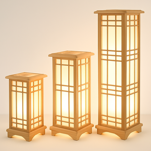 lampadaire japonais en bois pour un éclairage décoratif intérieur - vue 3 sur 8