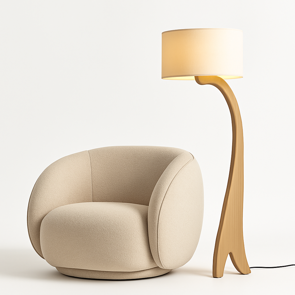 Lampadaire Led en bois au Design moderne - vue 3 sur 9