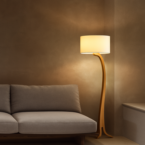 lampadaire led en bois design moderne luminaire décoratif idéal - vue 4 sur 9