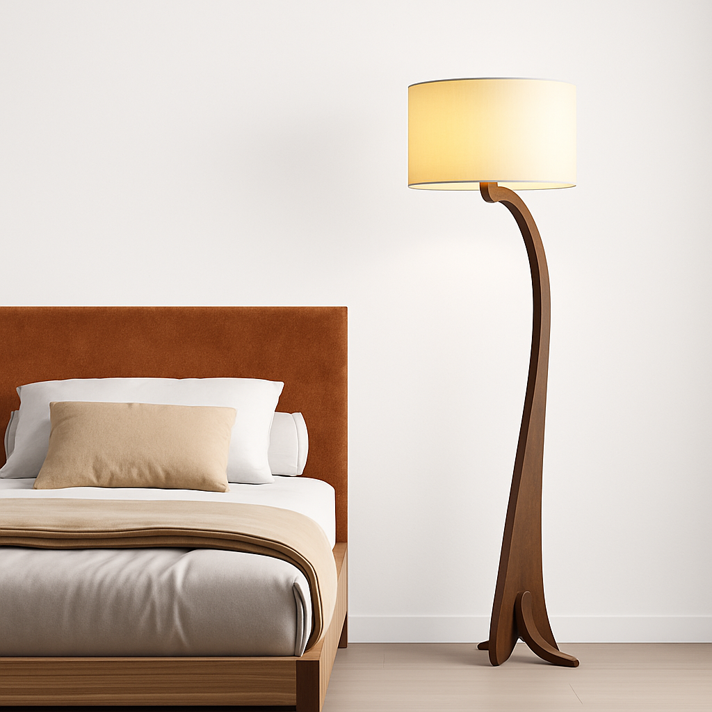 lampadaire led en bois design moderne luminaire décoratif idéal - vue 5 sur 9