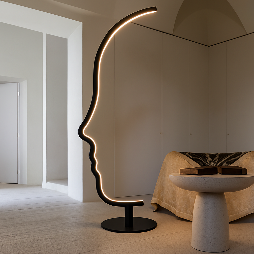 Lampadaire Led nordique à visage humain - vue 3 sur 7