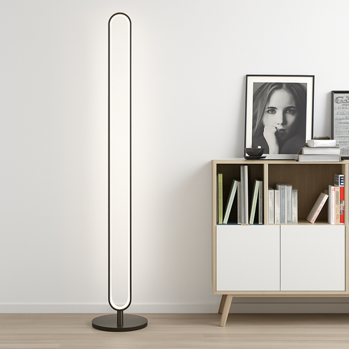 lampadaire led vertical moderne avec abat-jour acrylique circulaire - vue 3 sur 11