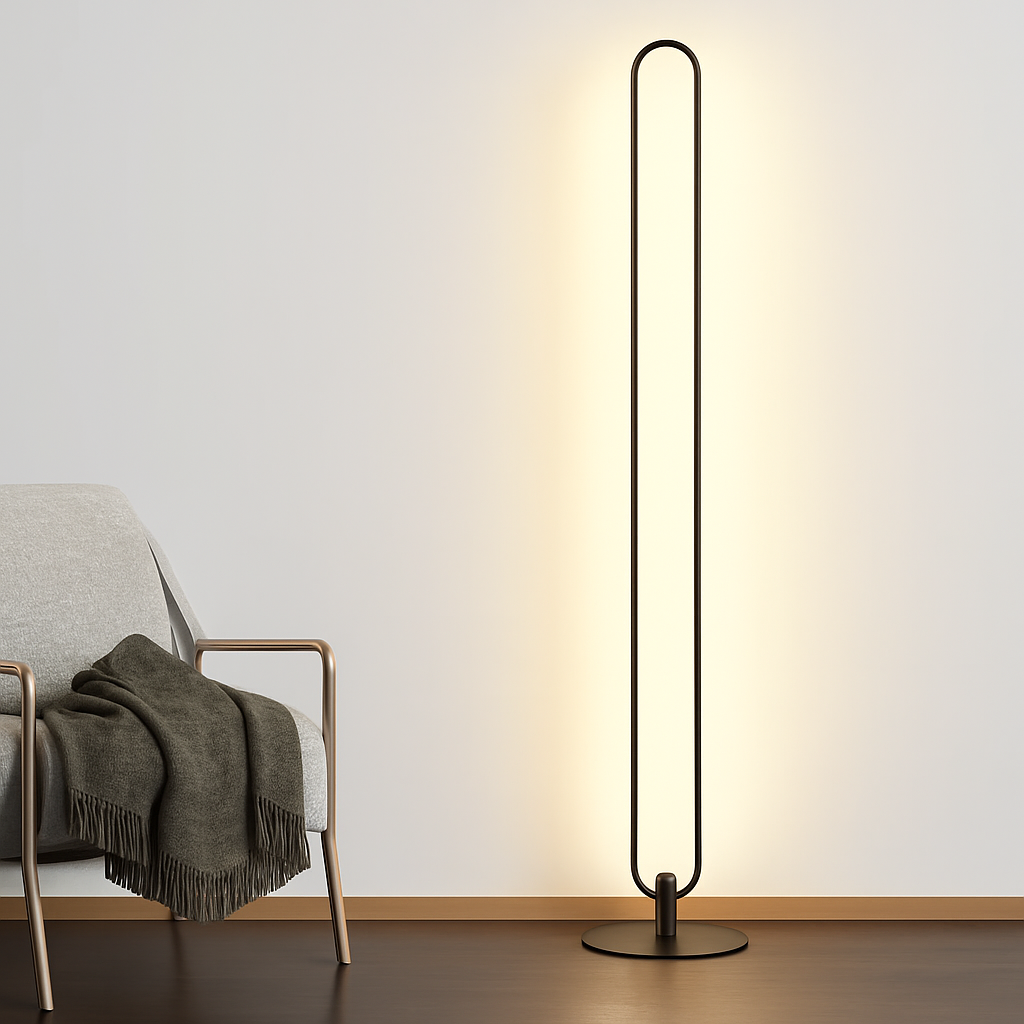lampadaire led vertical moderne avec abat-jour acrylique circulaire - vue 3 sur 11