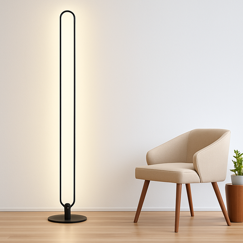 lampadaire led vertical moderne avec abat-jour acrylique circulaire - vue 6 sur 11
