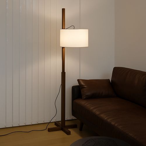Lampadaire Nordique Wabi Sabi En Bois Massif Tissu Abat-Jour Led Salon Chambre Décor À La Maison Canapé Coin Lampe Sur Pied - vue 3 sur 8