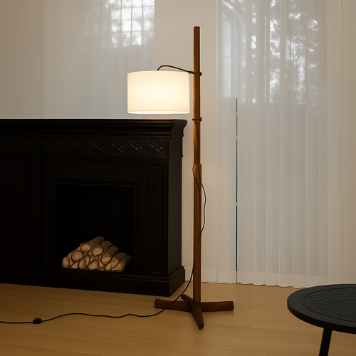 Lampadaire Nordique Wabi Sabi En Bois Massif Tissu Abat-Jour Led Salon Chambre Décor À La Maison Canapé Coin Lampe Sur Pied - vue 5 sur 8