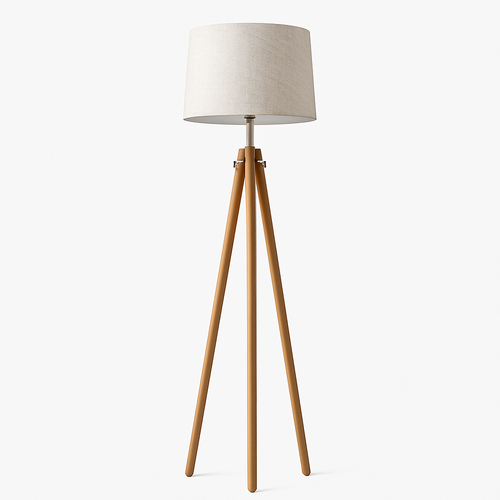 Lampadaire tripode en bois avec abat-jour en tissu Fabric - vue 2 sur 6