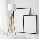Lampadaire tripode en bois avec abat-jour en tissu Fabric