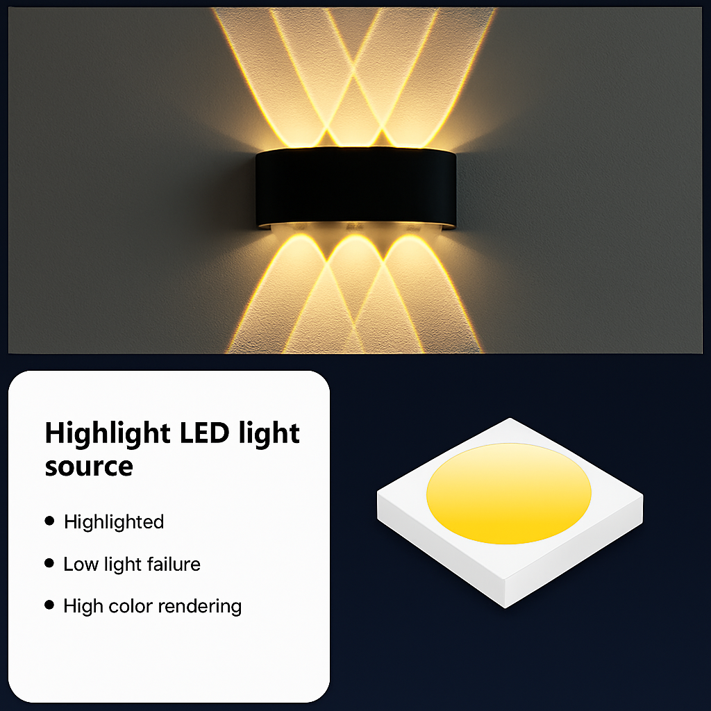Lampe de applique murale LED extérieure étanche IP65 applique murale intérieure 4W6W 8W 10W lumières de jardin en aluminium chambre salon escaliers éclairage - vue 3 sur 18