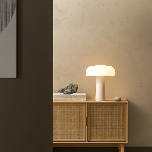 lampe de bureau design en marbre style champignon moderne - vue 5 sur 6
